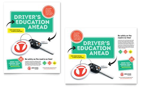 Driving School Poster Template Word Indesign