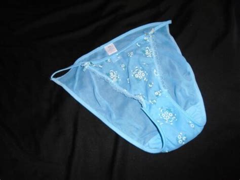 Sheer Blue Floral Print Vintage Women S 1990 S Y2K String Bikini Panties M 6 EBay