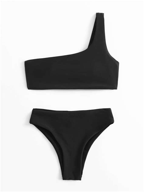 Conjunto de Maiô Bikini Ombro Único para Meninas Pré Adolescentes Praia de Verão SHEIN Brasil