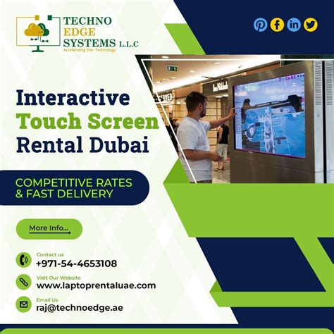an advertisement for the interactive touch screen rental in dubai 