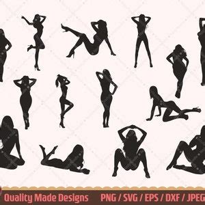 Sexy Women SVG Bundle Naked Women Silhouette Cut File Female Body NSFW Vector Art Erotic Thin