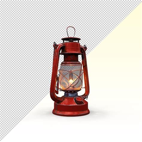 Premium Psd Red Vintage Oil Lantern Gas Lamp Isolated