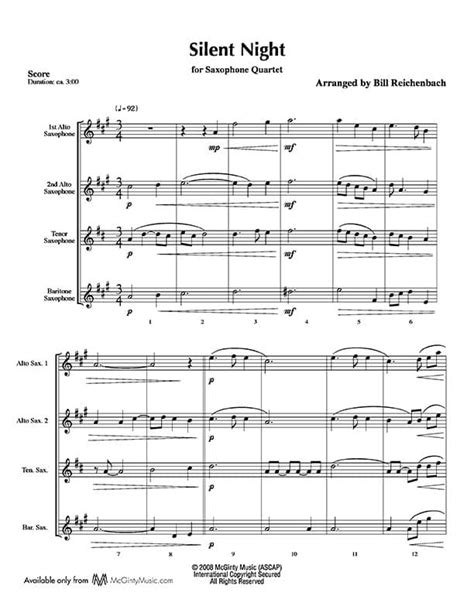 Alto Sax Silent Night Sheet Music