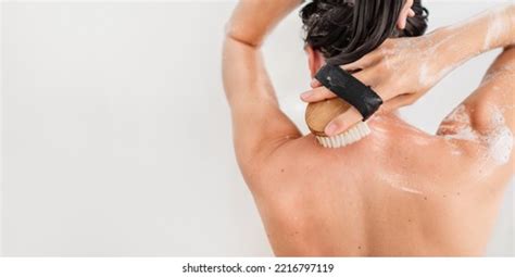 Naked Woman Takes Shower Woman Washes Stock Photo 2216797119 Shutterstock