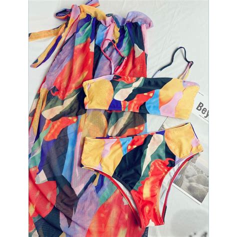 Mua Set Bikini Đồ Bơi Đi Biển Ngũ Sắc 3 Mảnh New 2023 Linh Bikini giá rẻ nhất TecKi Vn