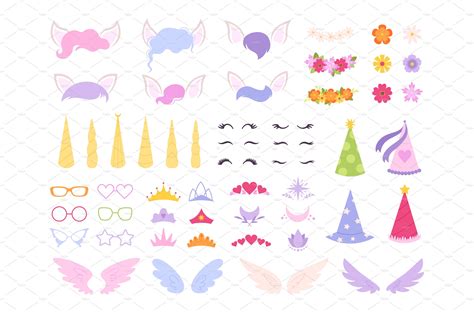 Cartoon unicorn constructor | Background Graphics ~ Creative Market