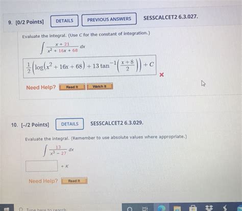 Solved PREVIOUS ANSWERS SESSCALCET2 6 3 027 DETAILS 9 0 2 Chegg