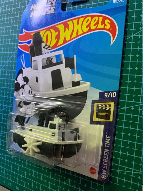 Hot Wheels Disney Steamboat Mickey Mouse White And Black Long Card Hard To Find Collector