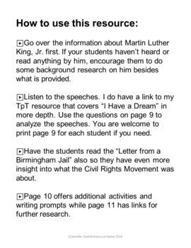 5 Inspirational Speeches by Martin Luther King, Jr. for Gr. 9-12 and ...