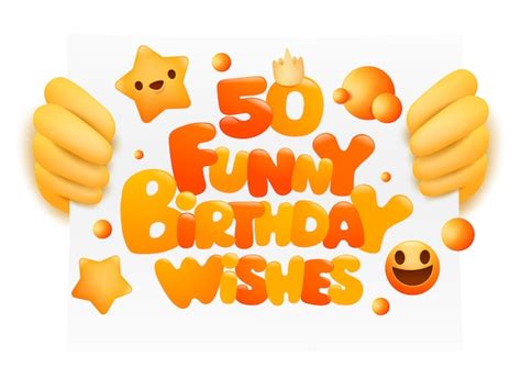 Premium Vector | 50 funny birthday wishes concept card. emoji style