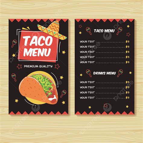 Menú De Tacos Plantilla De Impresión De Menú De Comida Mexicana