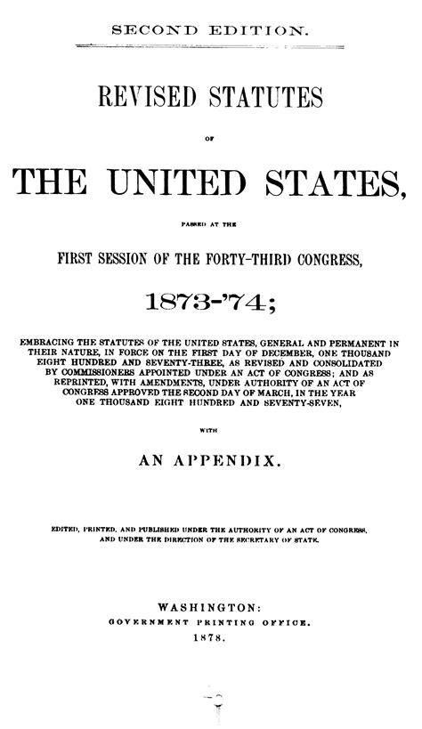 U S Statutes At Large Volume 18 1873 1875 43rd Congress Revised