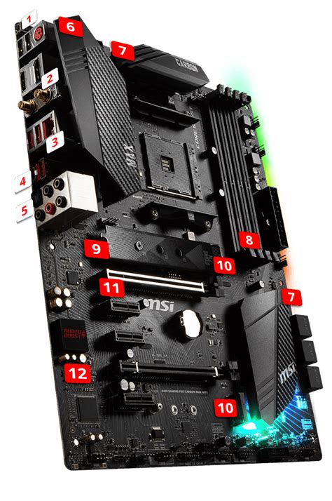 MSI B450 GAMING PRO CARBON MAX WIFI (AMD AM4, DDR4, CF, M.2, USB 3.2 ...