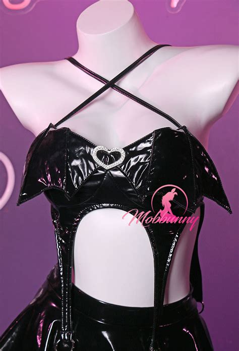 Halloween Gothic Sexy Lingerie Set Bat Wings Cutout Halter Bodysuit And Furry Skirt And Gloves