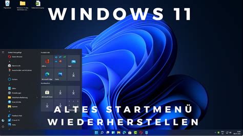 Windows 11 altes Startmenü wiederherstellen YouTube