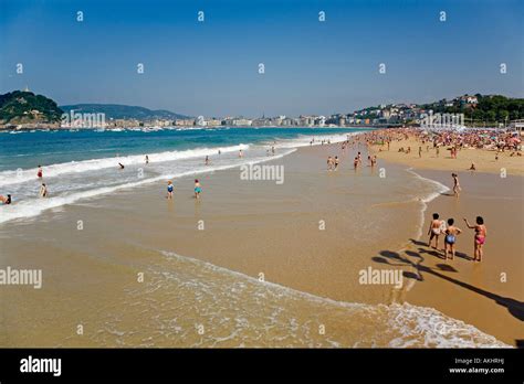 ondarreta beach san sebastian donostia basque country spain Stock Photo ...