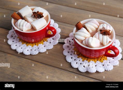 Cups Of Hot Chocolate With Marshmallows Stock Photo Alamy