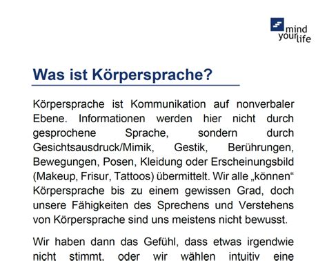 Körpersprache lesen lernen E Book mindyourlife