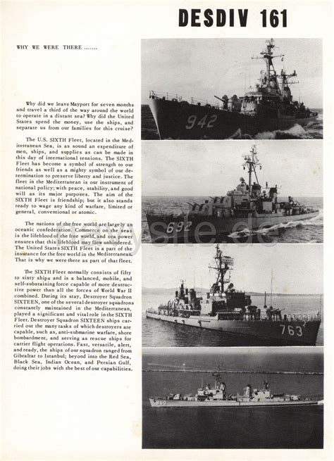 Uss Allen M Sumner Dd Mediterranean Cruise Book Desron