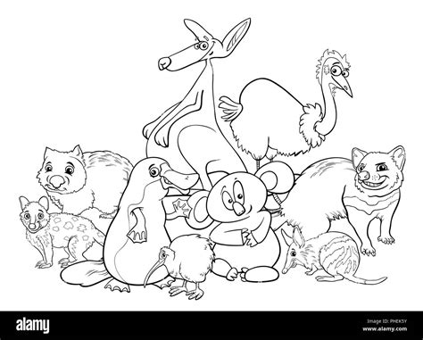 Australian animals cartoon coloring book Stock Photo - Alamy