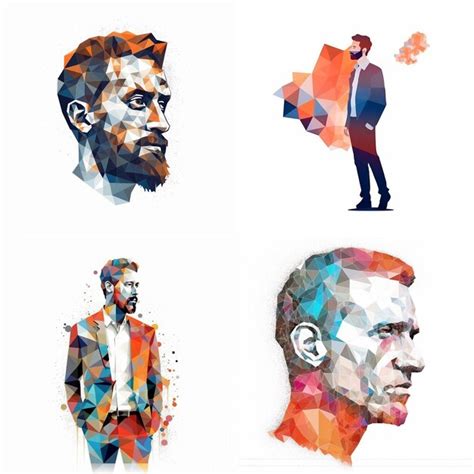 Premium Vector Geometric Vector Determined Man On White Background