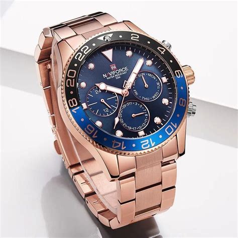 Naviforce Montre Bronze Luxe Hommes Analogique Quartz Sport Montre