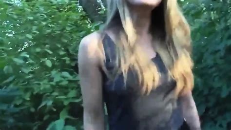 Girl Walks In The Park With Naked Booty