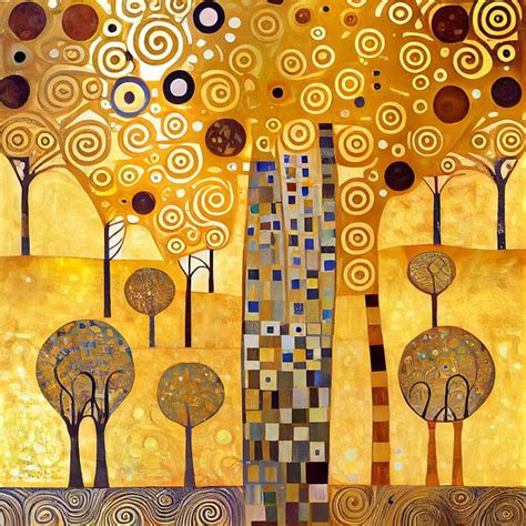 abstract pattern  trees   style  gustav klimt  whale