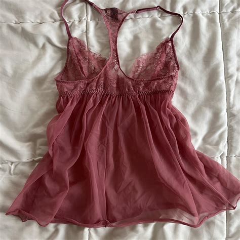 Victorias Secret Rose Sheer Lingerie Top Depop