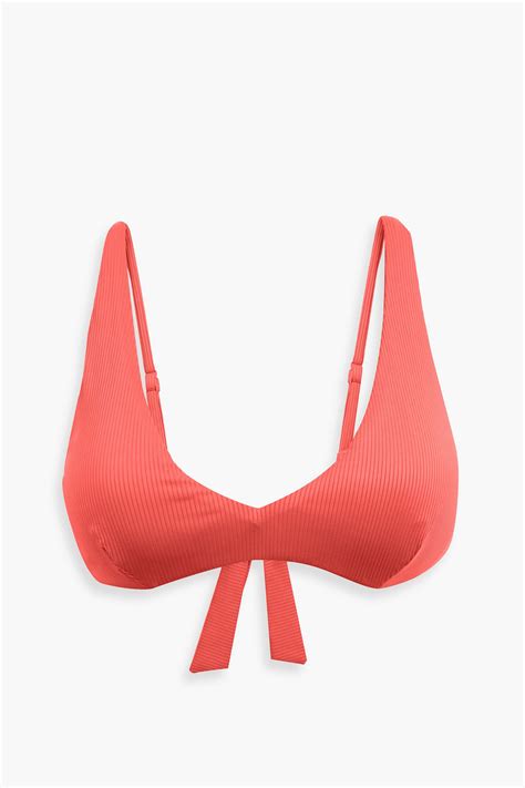 Onia Jerry Ribbed Triangle Bikini Top In Coral Modesens