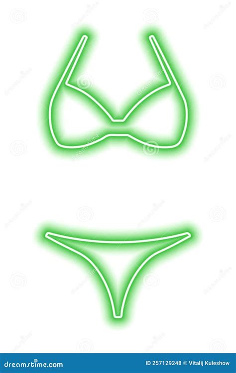 Geen Neon Silhouette Of A Women S Swimsuit Isolated On White Bikini Stock Illustration