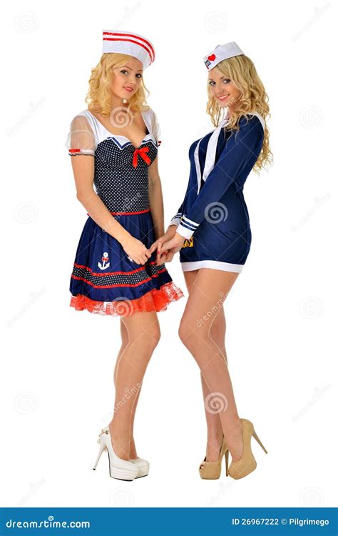 Two Beautiful Blonde Women In Carnival Costumes Stock Photo Image Of