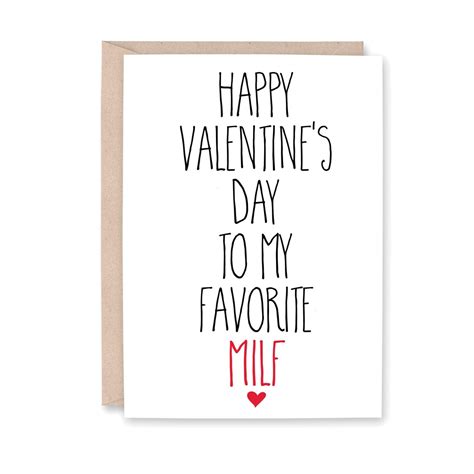 Happy Valentines Day My Favorite MILF Card For Wife Wifie Funny Valentines Day Card Card For