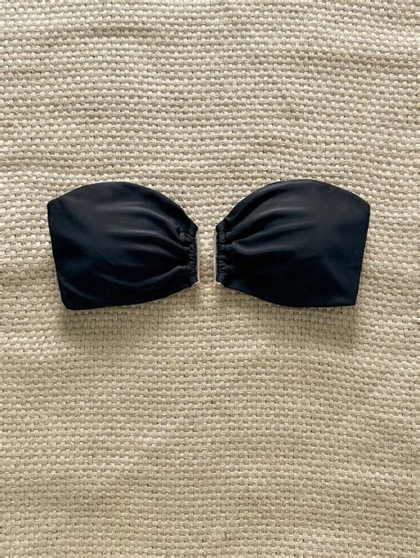 Swim Chiccia Women S Summer Beach Solid Color Bandeau Metal Decor Bikini Top SHEIN USA