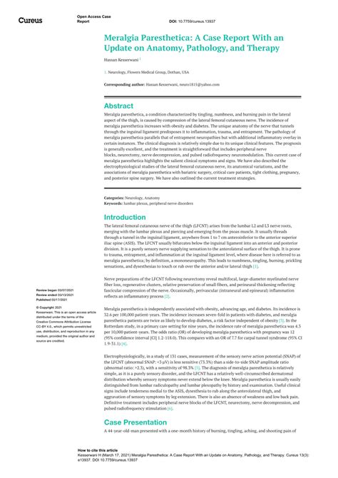 Meralgia Paresthetica Patient Handout