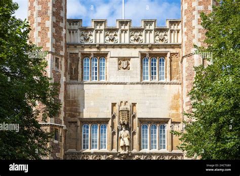 The Great Gate Detail Trinity College Cambridge England Stock