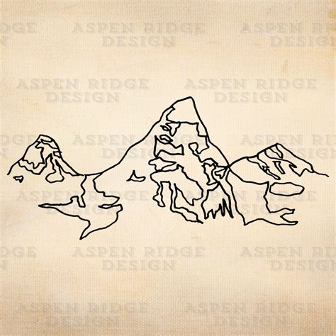 Hand Drawn Teton Mountain Range Ii Clip Art Wilderness Vector