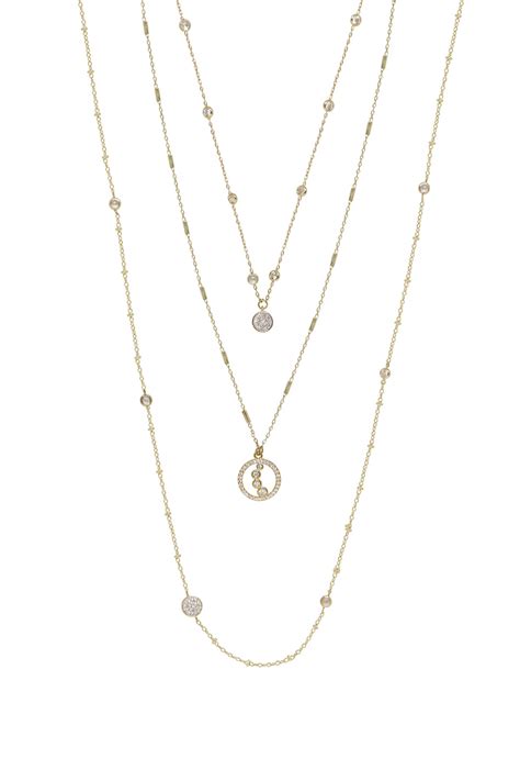 Triple Layered Crystal Detailed 18k Gold Plated Necklace Ettika