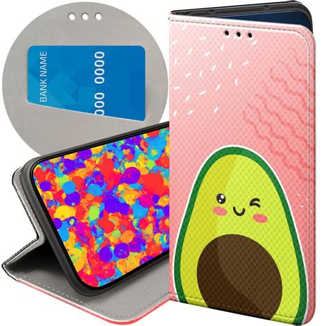 ETUI Z KLAPKĄ DO SAMSUNG GALAXY A12 WZORY AWOKADO AVOCADO OWOC FUTERAŁ