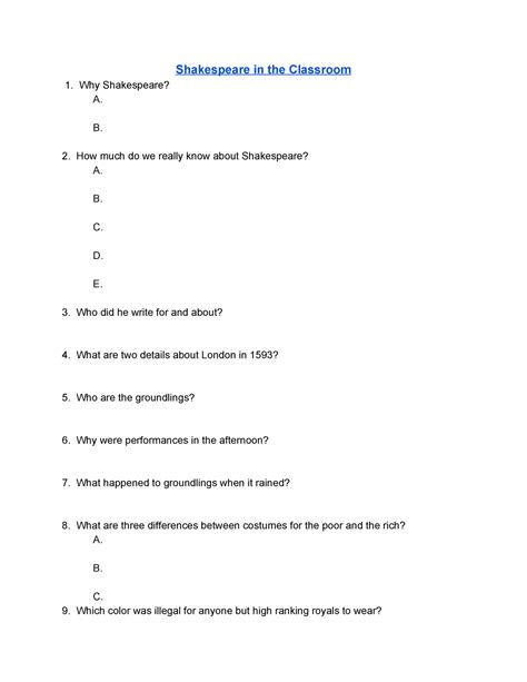 2020 Copy of Shakespeare in the Classroom - Shakespeare in the