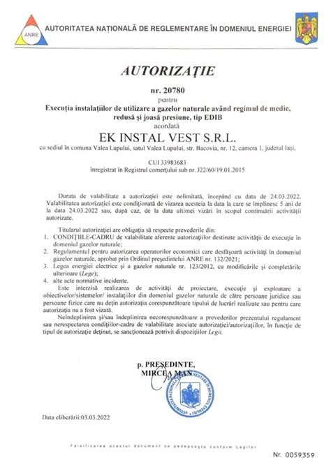 Furnizor servicii de revizii verificări instalții gaze naturale EK