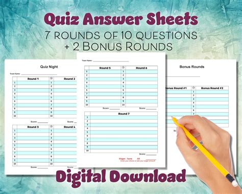 Quiz Answer Sheets Quiz Night Sheets Printable Pdf Size A4 And Us