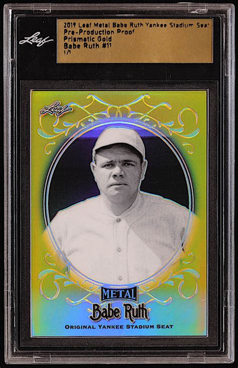 Babe Ruth 2019 Leaf Metal Babe Ruth Collection Yankee Stadium Seats Prismatic Gold Pre
