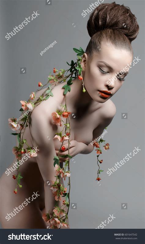 Sexy Nude Beautiful Woman Flowersfashion Art Stock Photo Shutterstock
