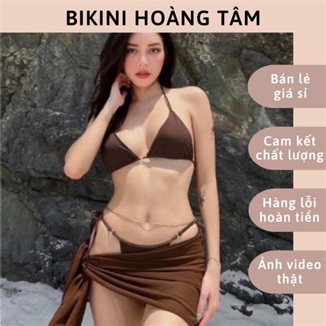 Bikini sét món kèm khăn cột Nâu Tây Shopee Việt Nam