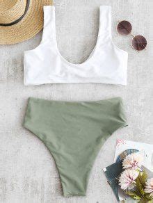 Two Tone High Cut Knotted Bikini Set In CAMOUFLAGE GREEN ZAFUL 2026