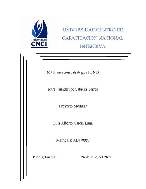 Proyecto Modular M7 Planeación estratégica FLN B UNIVERSIDAD CENTRO