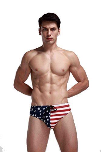 Mens Usa Flag Stars Low Rise Swimwear Bikini Briefs Beach Swimsuit Sandyswim