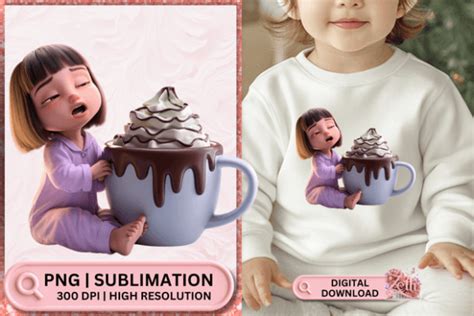 Adorable Girl With Hot Cocoa PNG Design Graphic By Zeth Studio