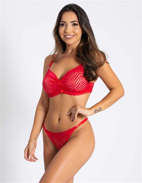 Conjunto Lingerie Feminina Sexy De Renda Transparente TJ Vip